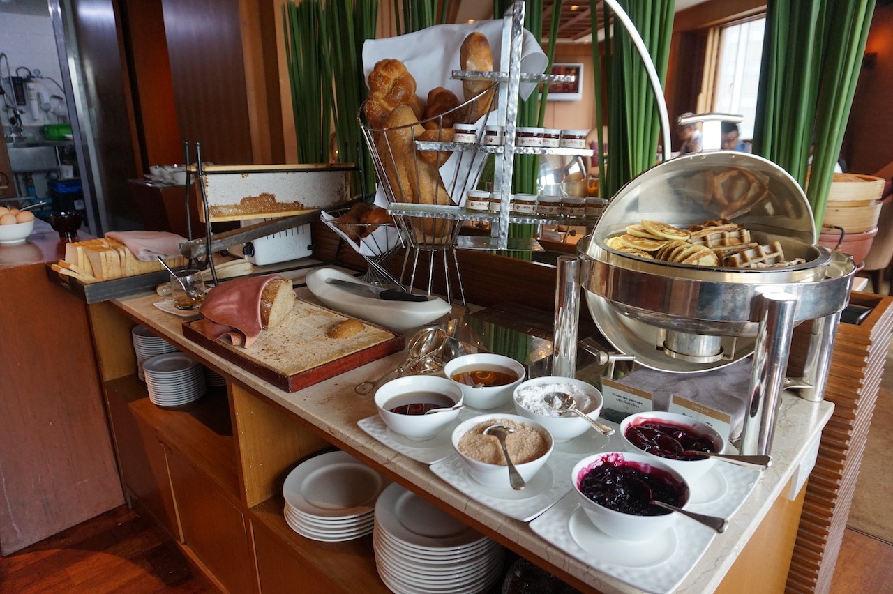 Breakfast breads and pastries in the lounge