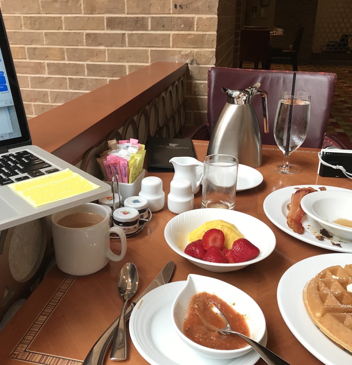 JW Marriott Houston breakfast in the restaurant