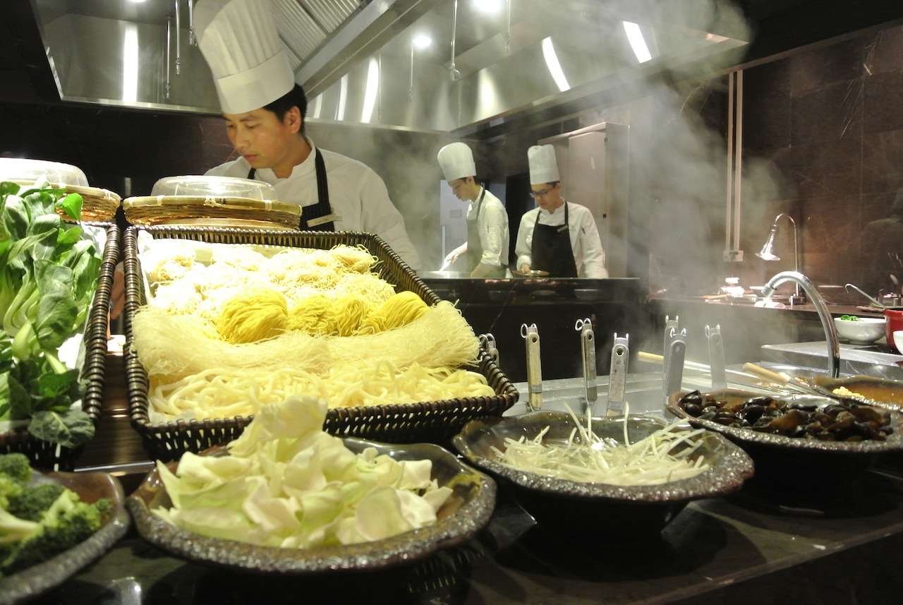 Breakfast noodle station in Shanghai, China