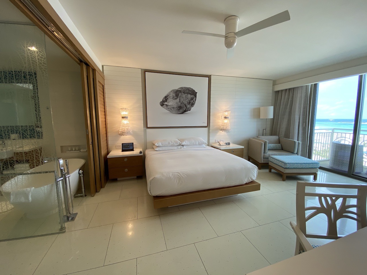 Grand Hyatt Baha Mar suite bedroom with bathroom