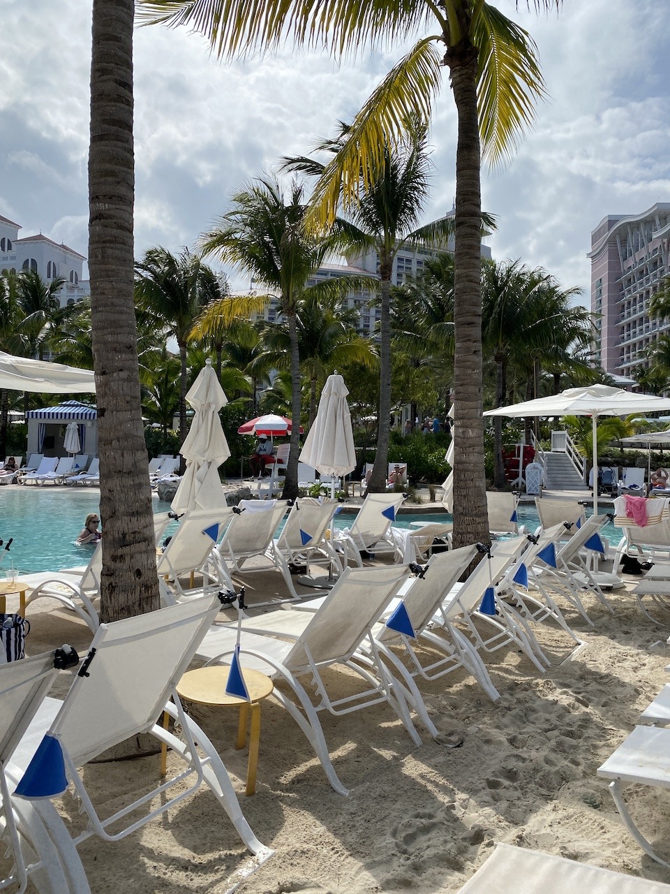 Lounge chairs at pool