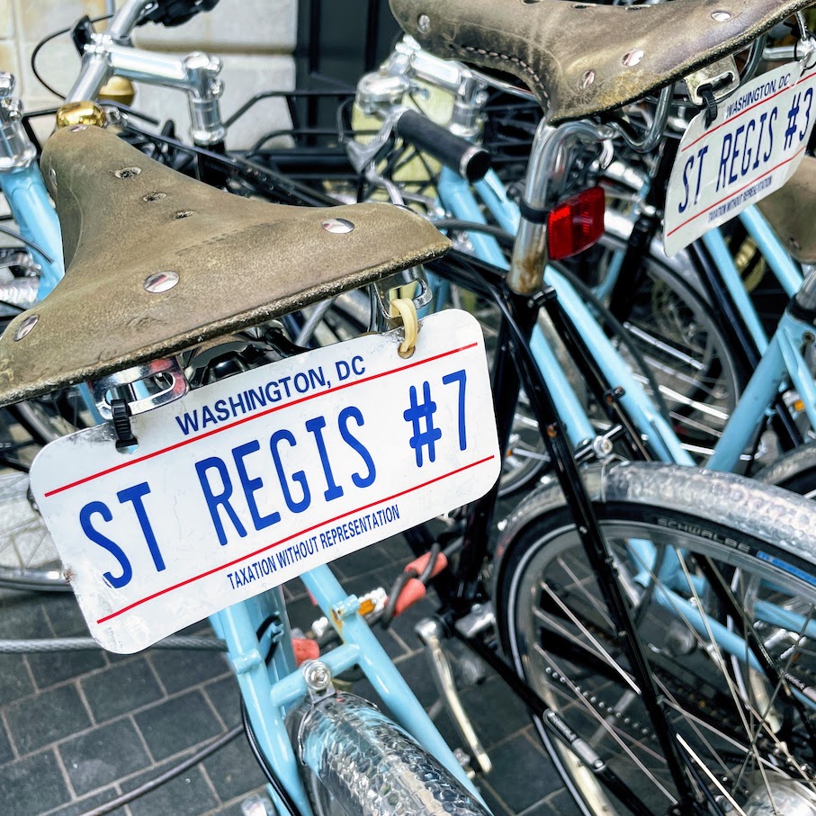 Custom license plate on the bikes at st. regis washinton dc