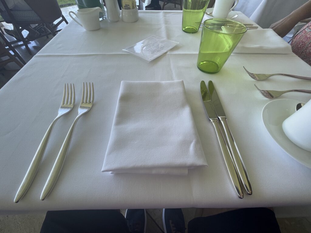 table setting at Orchids breakfast buffet