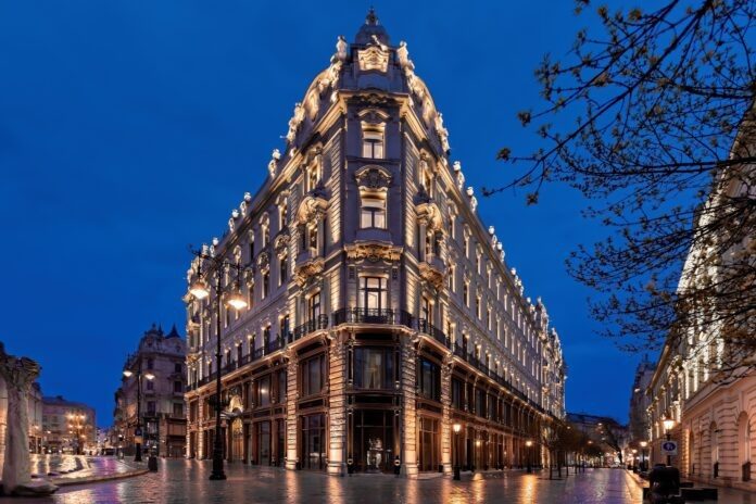 Matild Palace at Night in Hungary, Budapest