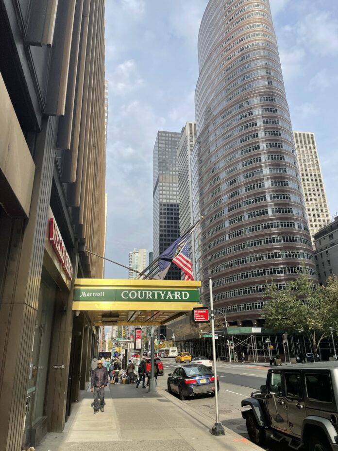 a building with a flag on it