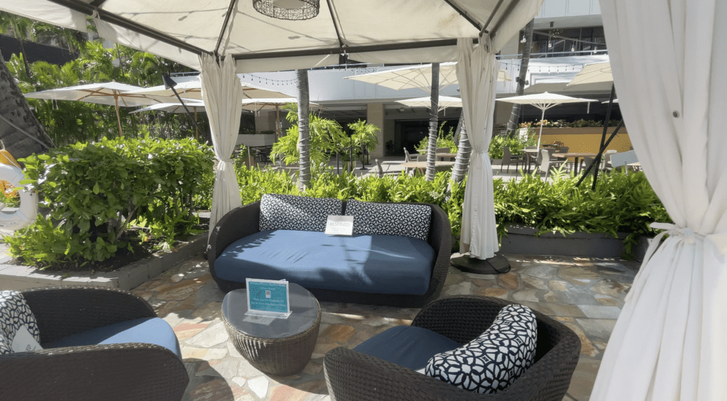 Private cabanas that can be reserved at the Sheraton Princess Kaiulani Hotel