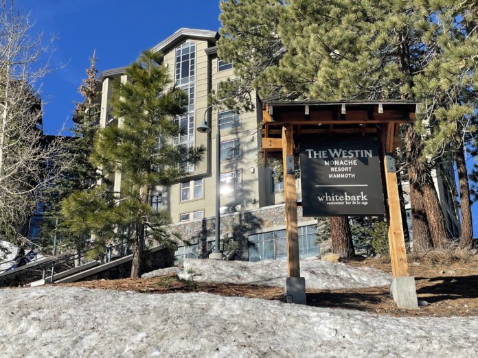 Exterior of Westin Monache with sign and trees