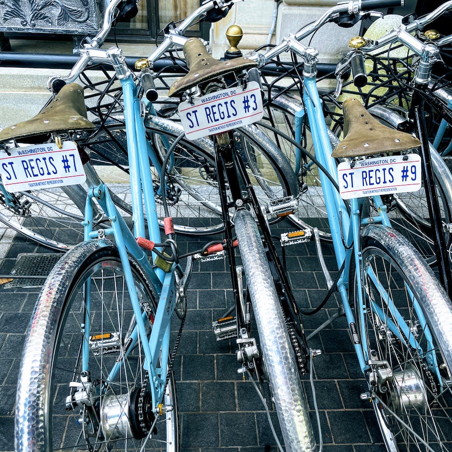 3 bikes lined up and available to use at the st. regis washington dc