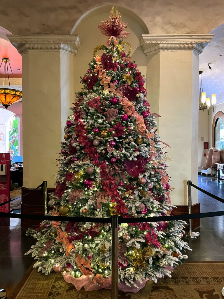 Royal Hawaiian Hotel Christmas tree which has some of the best hawaiian christmas ornaments