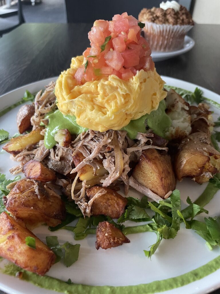 Over Easy kailua kalua pork hash dish