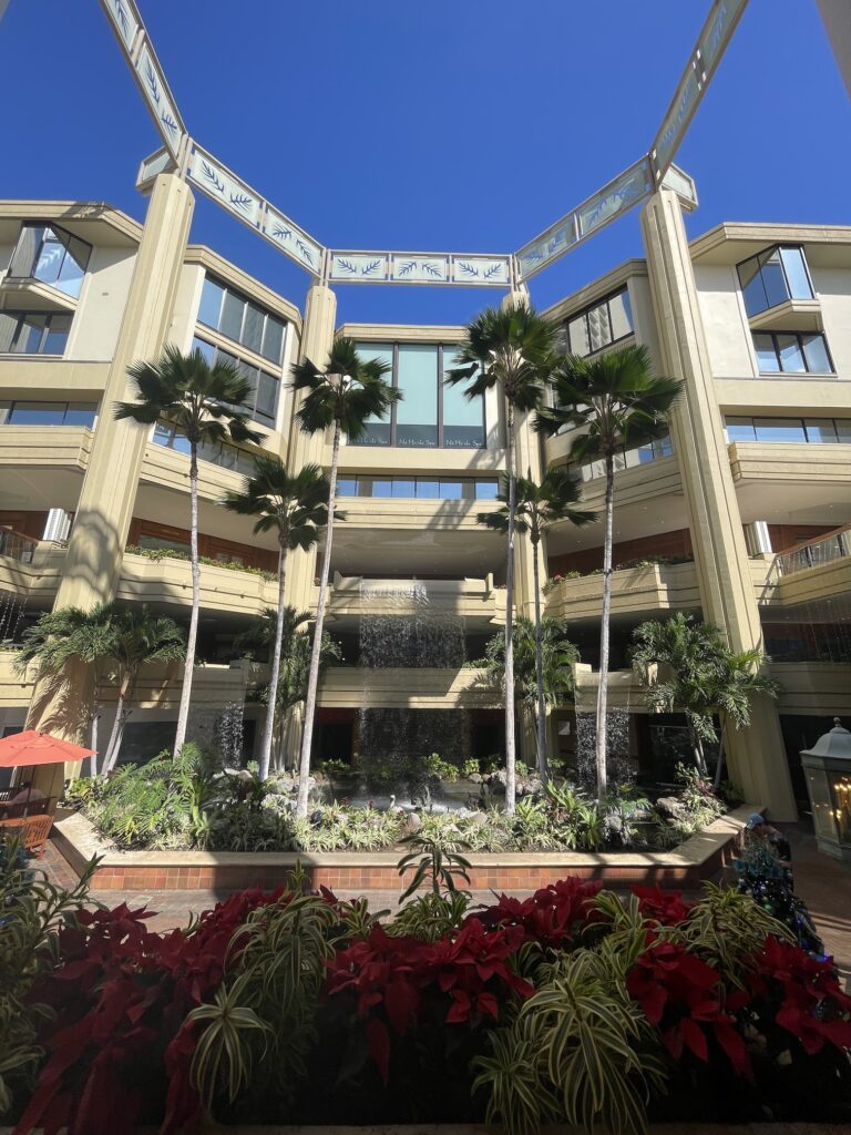 Inside waterfall at the Hyatt Regency Waikiki