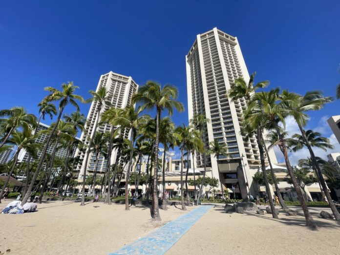 Hyatt Regency Waikiki from the beach
