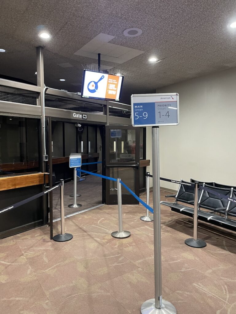 American Airlines Main Cabin Extra Boeing 787 check in area