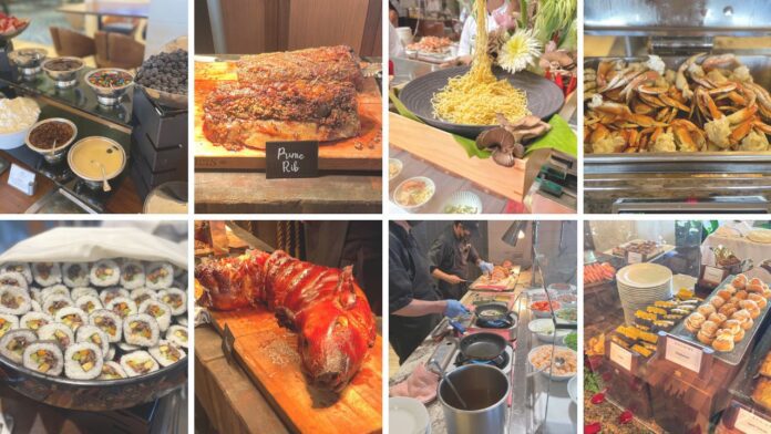 a collage of food on a table