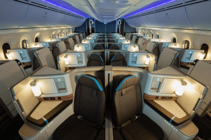 a row of seats in an airplane