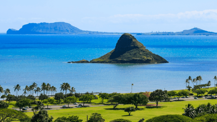 an island in the water