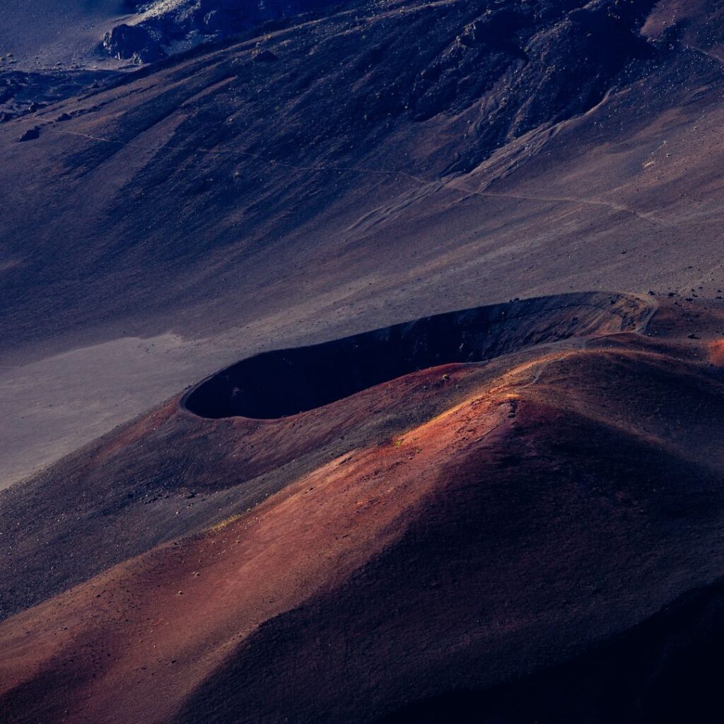 a large crater in a mountain