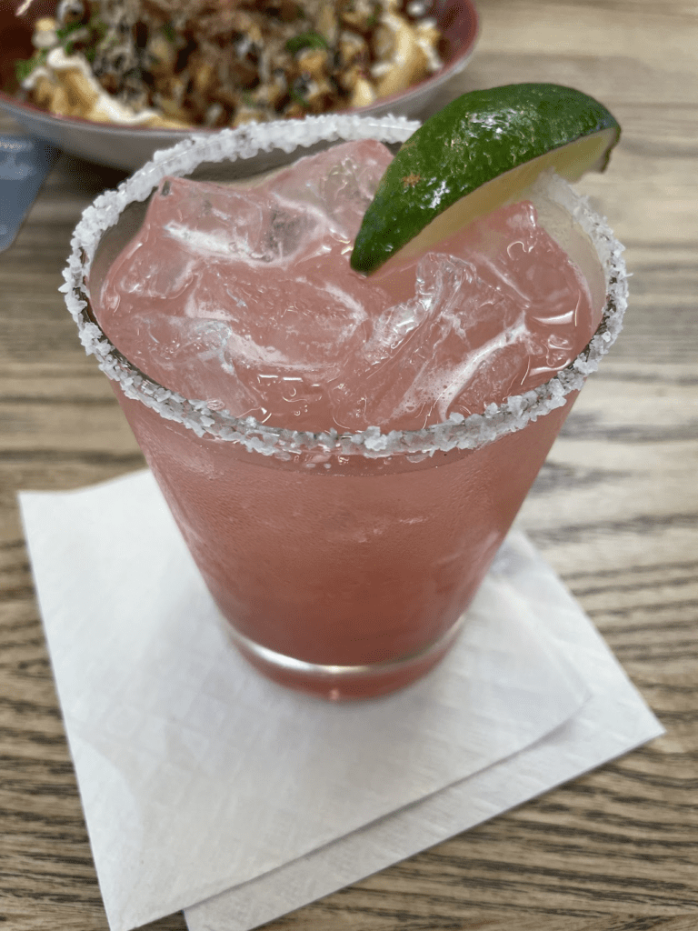 sparkling guava margarita at Mauka Market Restaurant in the Honolulu Airport