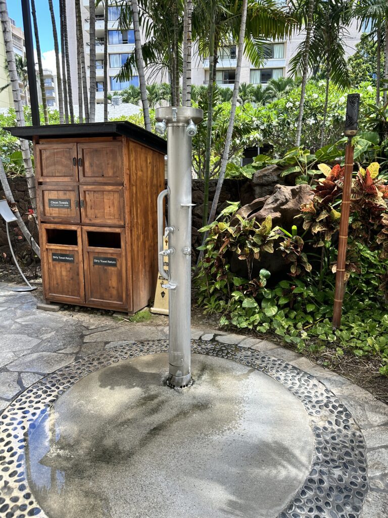 a shower in a garden