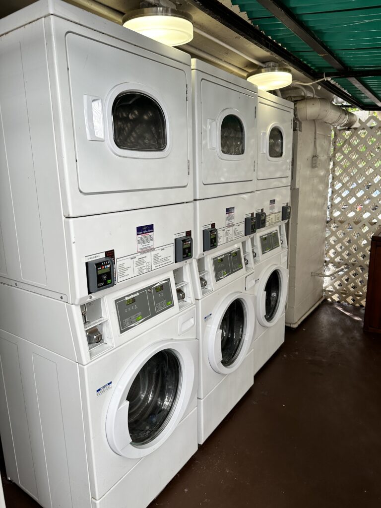 a group of white washing machines