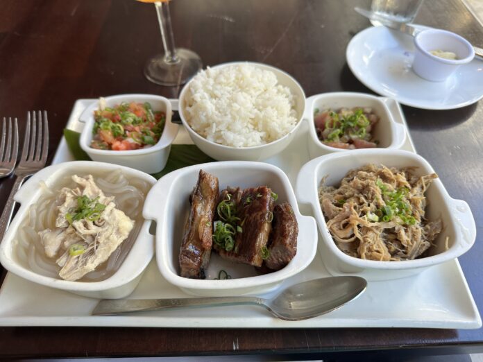 a tray of food on a table