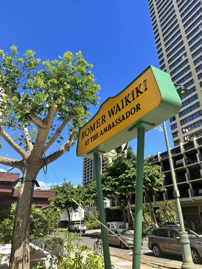 a sign on a street