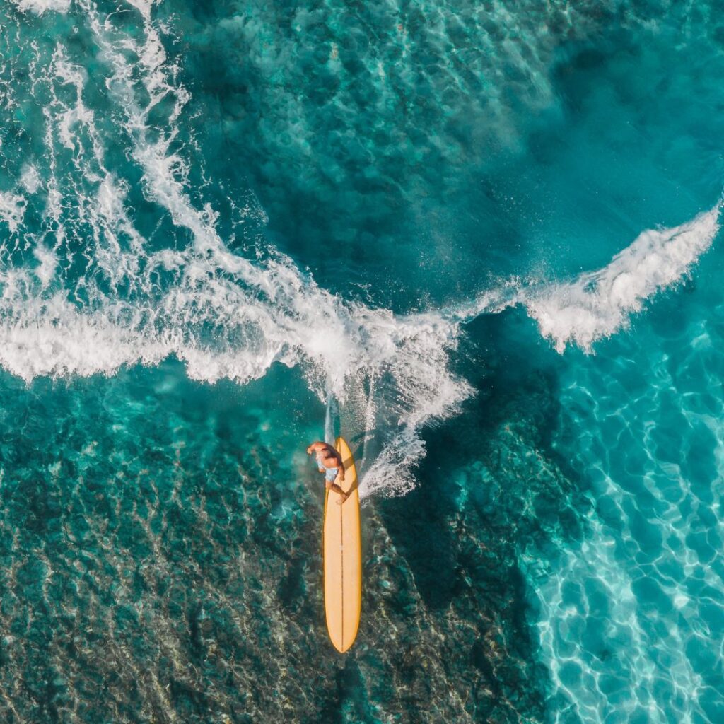 a person on a surfboard in the water
