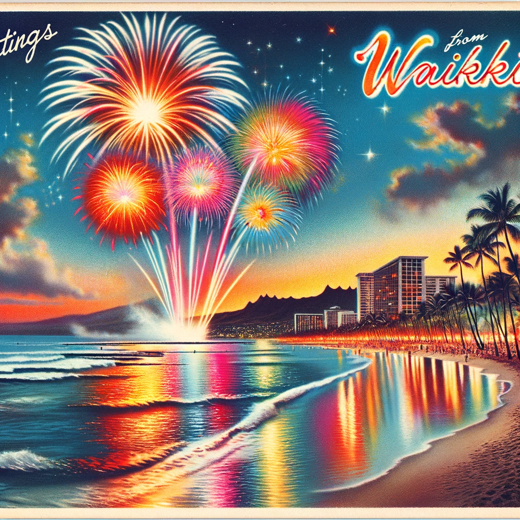 a colorful fireworks over a beach