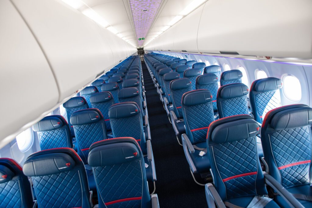 rows of seats in an airplane