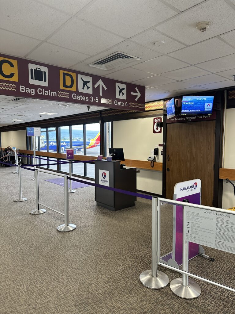 a row of barriers in a airport