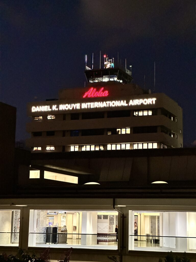 a building with lights on top