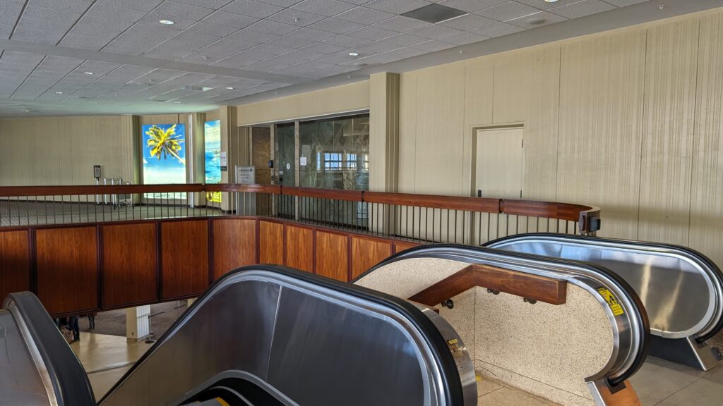 an escalator in a building