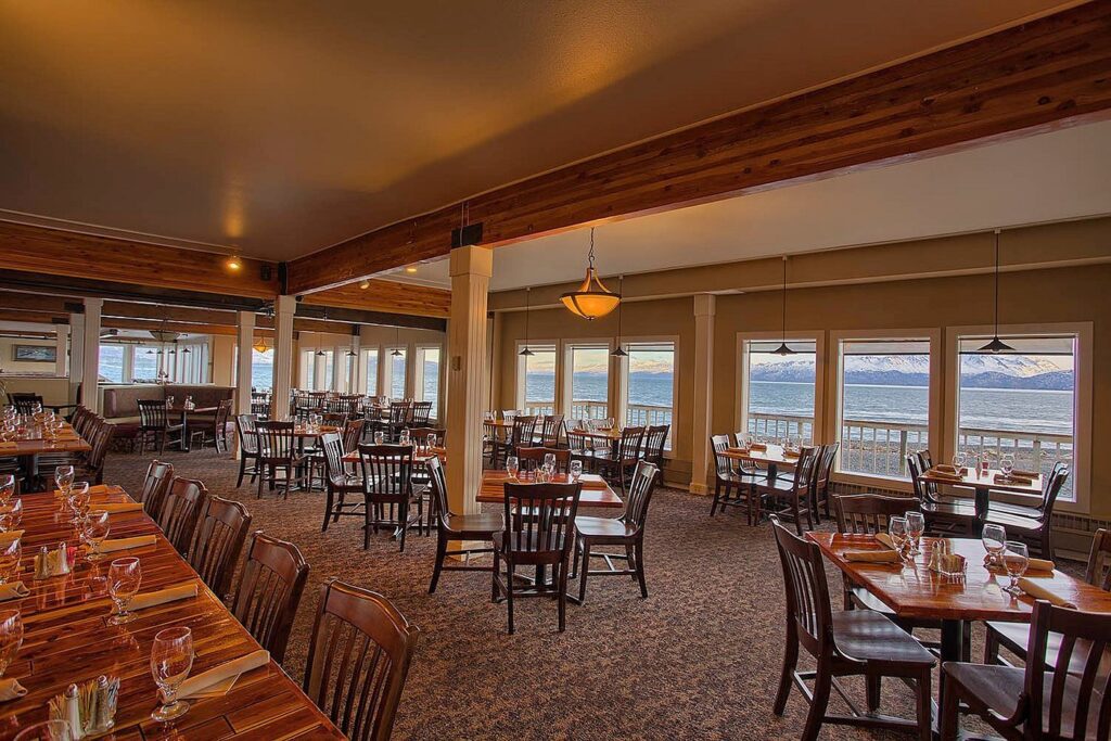 a room with tables and chairs