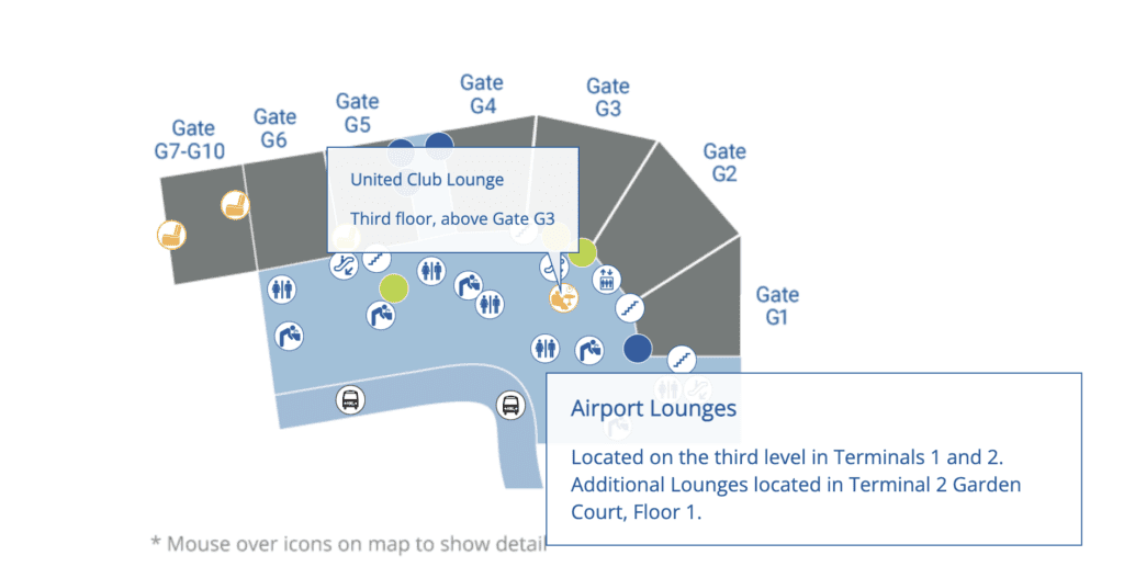 a map of an airport lounge