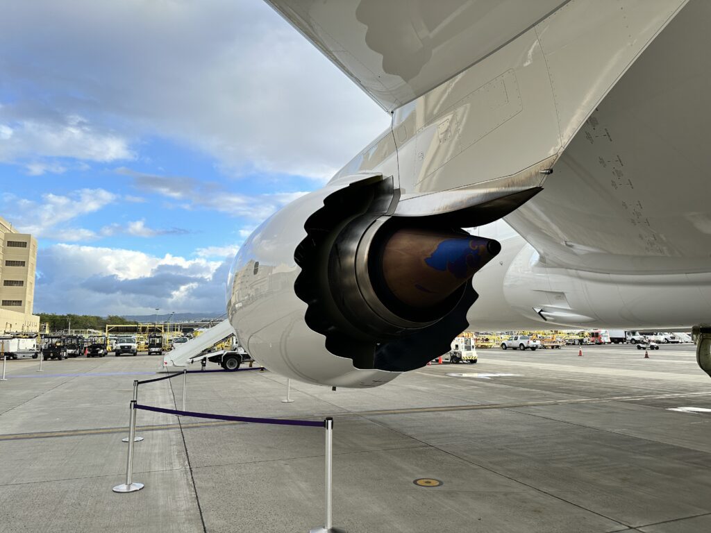 an airplane engine on the ground