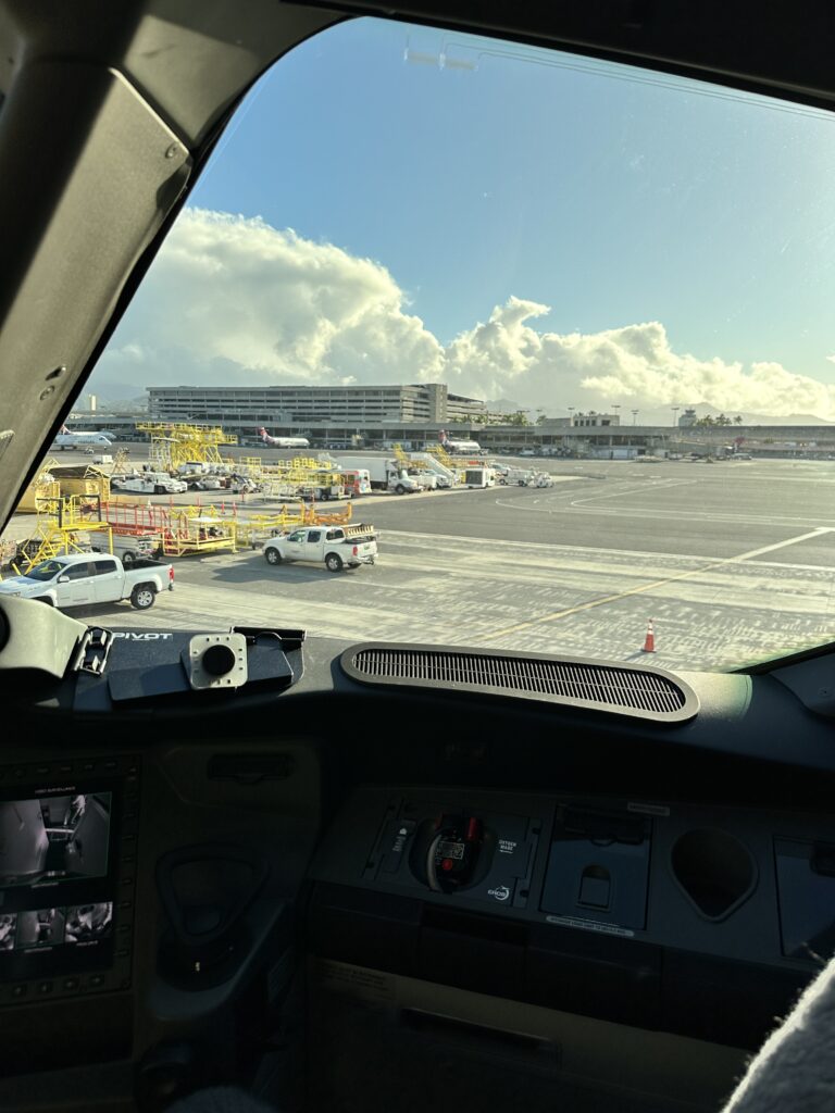 a view from the cockpit of an airplane