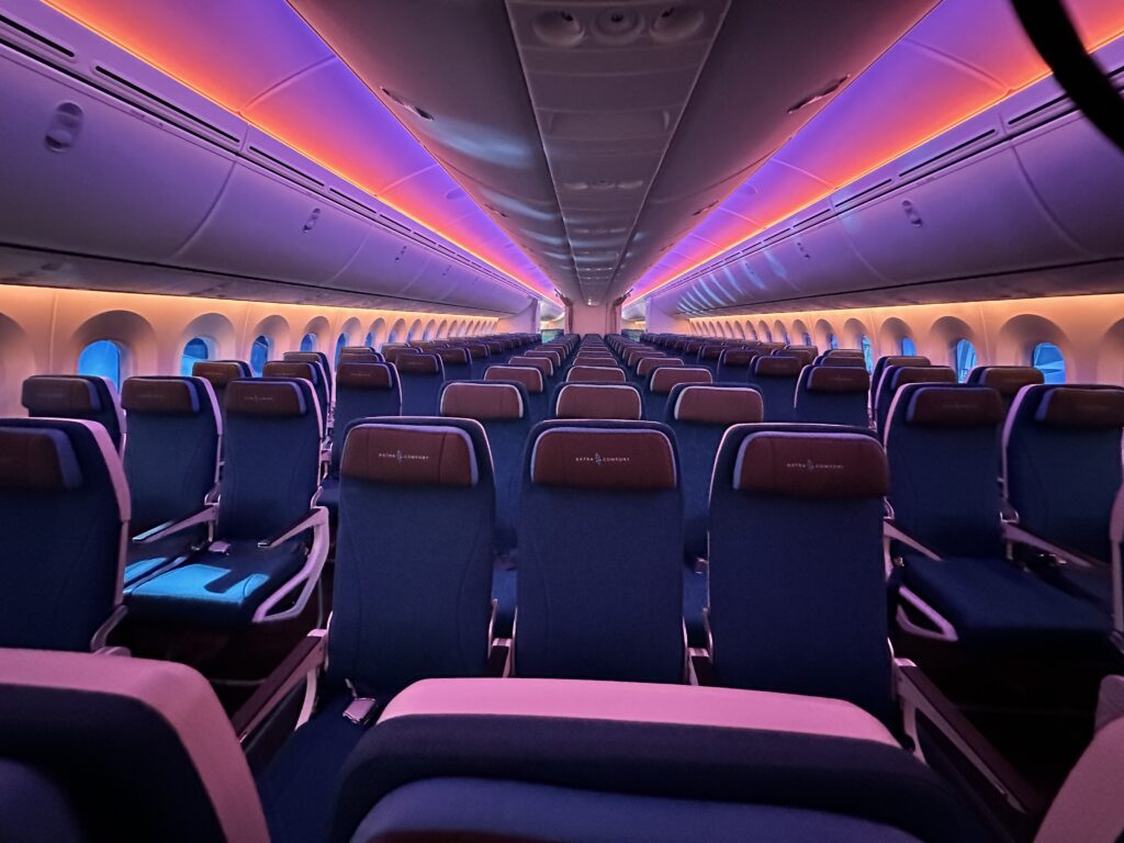 an airplane with rows of seats