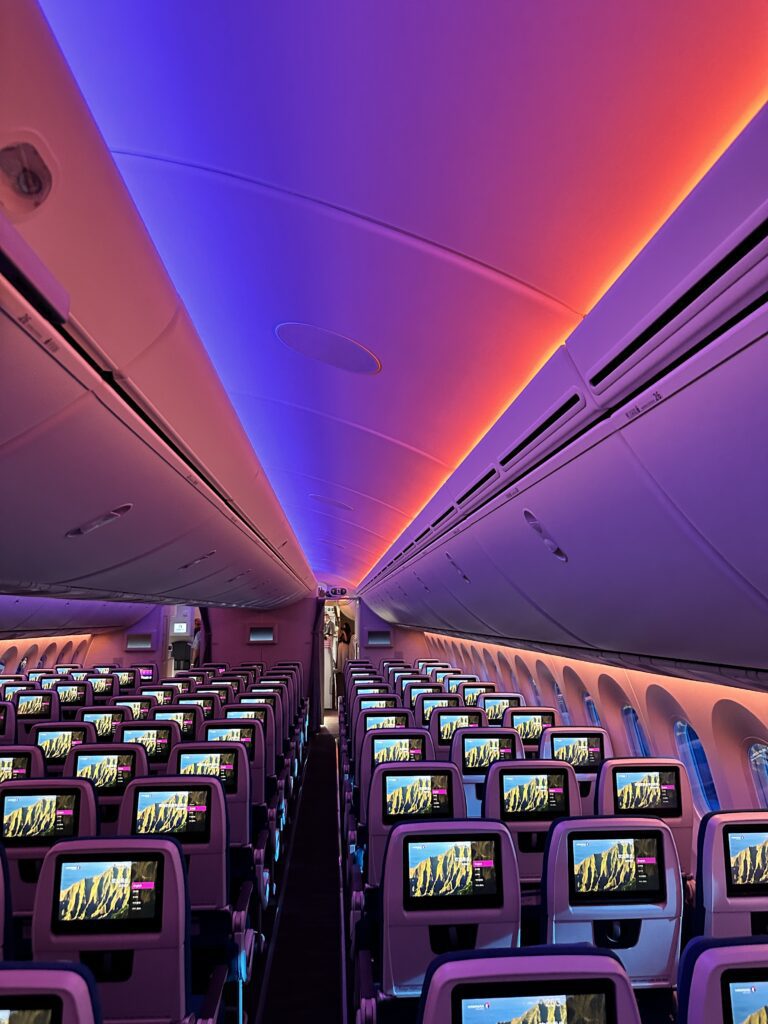 rows of seats in an airplane